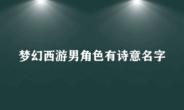 梦幻西游男角色有诗意名字