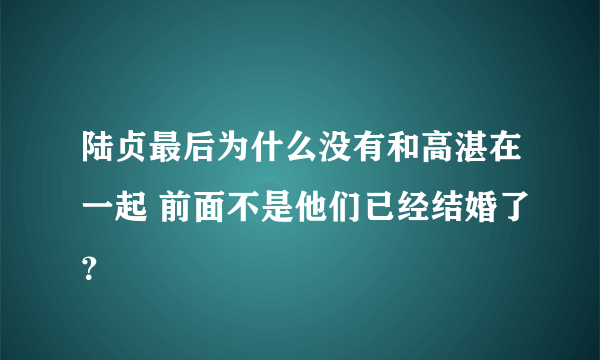 陆贞最后为什么没有和高湛在一起 前面不是他们已经结婚了？