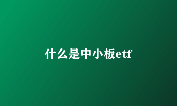 什么是中小板etf