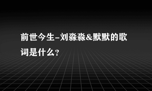 前世今生-刘淼淼&默默的歌词是什么？