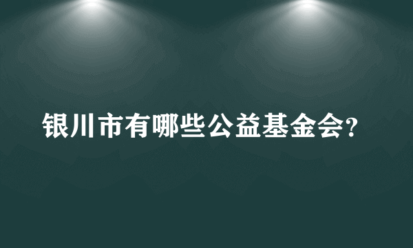 银川市有哪些公益基金会？