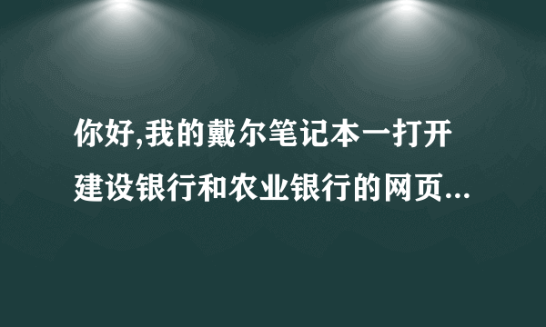 你好,我的戴尔笔记本一打开建设银行和农业银行的网页键盘和鼠标触控板就...