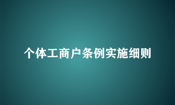 个体工商户条例实施细则