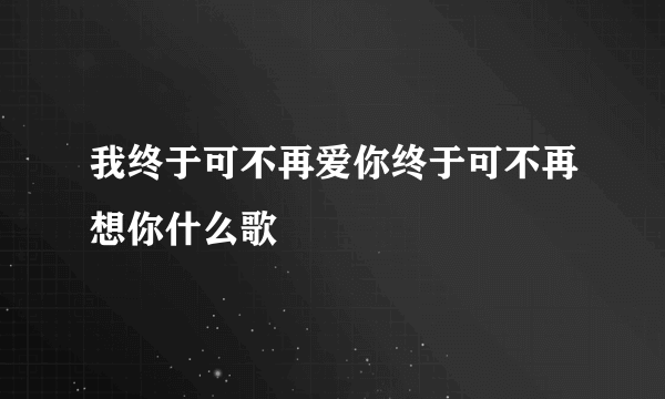 我终于可不再爱你终于可不再想你什么歌