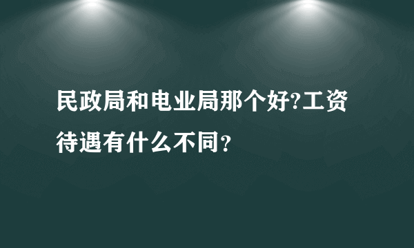 民政局和电业局那个好?工资待遇有什么不同？