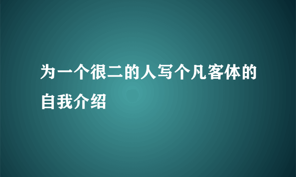 为一个很二的人写个凡客体的自我介绍