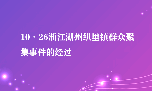 10·26浙江湖州织里镇群众聚集事件的经过