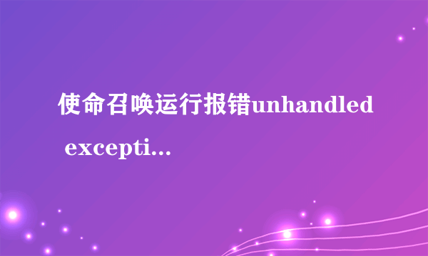 使命召唤运行报错unhandled exception caught