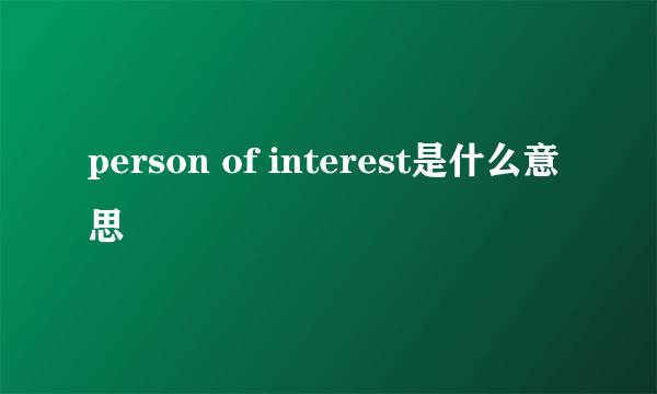 person of interest是什么意思