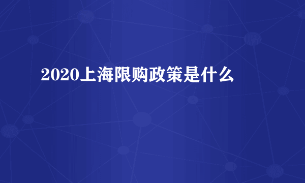 2020上海限购政策是什么