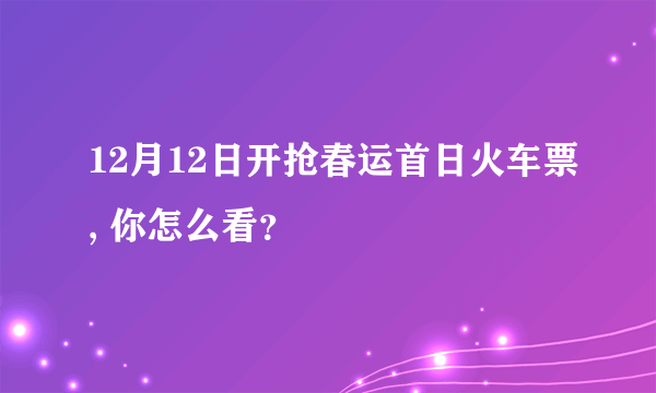 12月12日开抢春运首日火车票, 你怎么看？