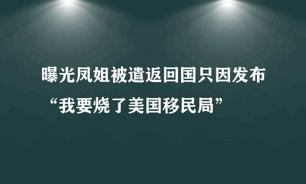 曝光凤姐被遣返回国只因发布“我要烧了美国移民局”