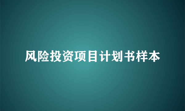 风险投资项目计划书样本