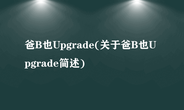 爸B也Upgrade(关于爸B也Upgrade简述)