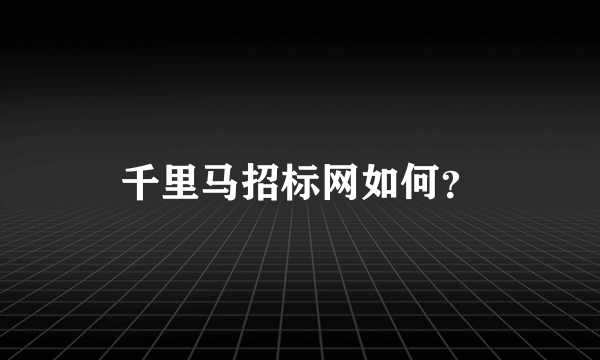 千里马招标网如何？