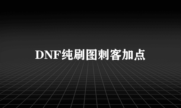 DNF纯刷图刺客加点