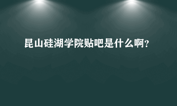 昆山硅湖学院贴吧是什么啊？