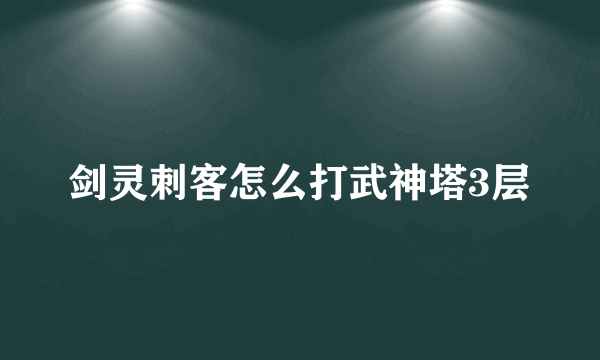 剑灵刺客怎么打武神塔3层