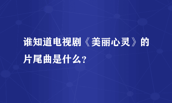 谁知道电视剧《美丽心灵》的片尾曲是什么？