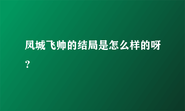 凤城飞帅的结局是怎么样的呀？