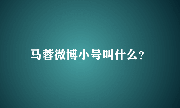 马蓉微博小号叫什么？