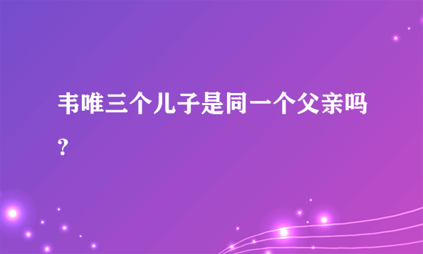 韦唯三个儿子是同一个父亲吗？