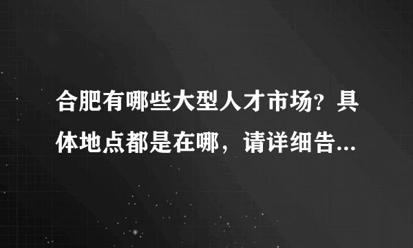 合肥有哪些大型人才市场？具体地点都是在哪，请详细告知，万分感谢。。。