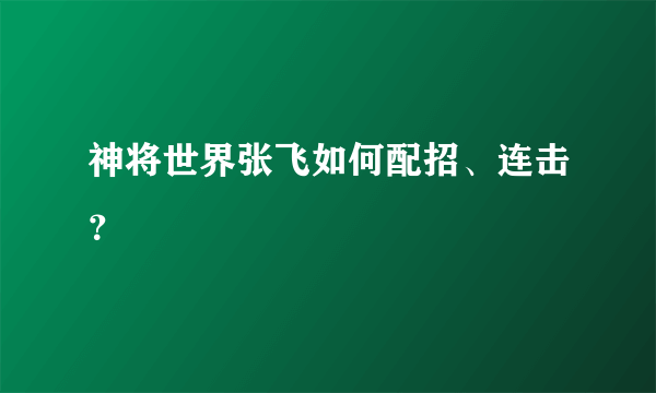 神将世界张飞如何配招、连击？