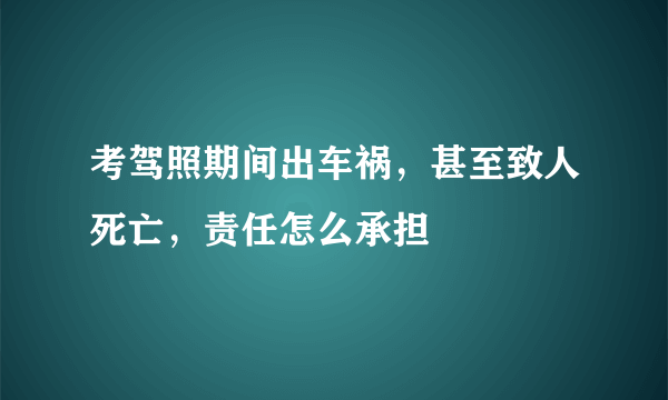 考驾照期间出车祸，甚至致人死亡，责任怎么承担