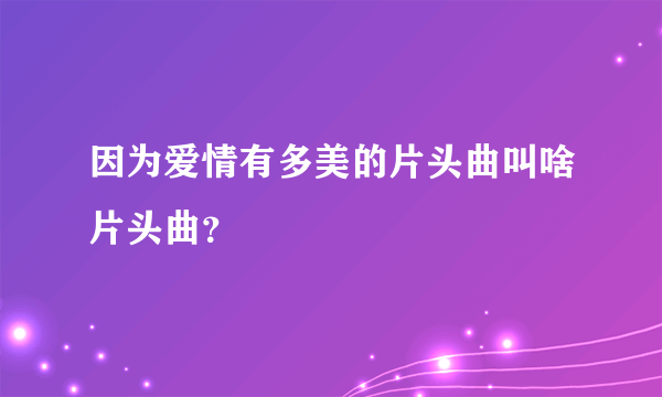 因为爱情有多美的片头曲叫啥片头曲？