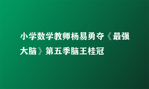 小学数学教师杨易勇夺《最强大脑》第五季脑王桂冠