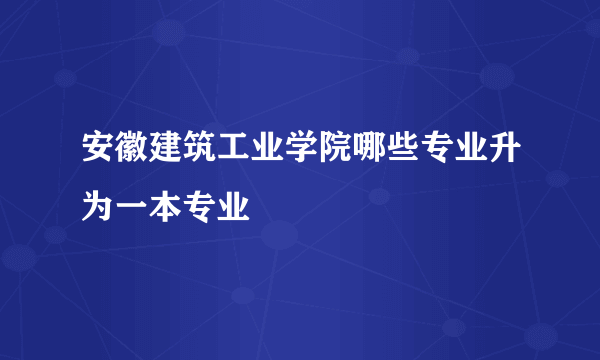 安徽建筑工业学院哪些专业升为一本专业