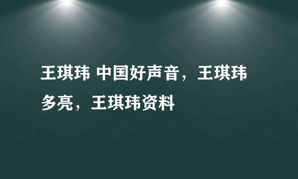 王琪玮 中国好声音，王琪玮 多亮，王琪玮资料