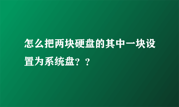 怎么把两块硬盘的其中一块设置为系统盘？？