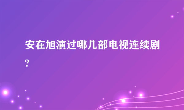 安在旭演过哪几部电视连续剧?