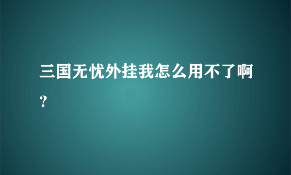 三国无忧外挂我怎么用不了啊？