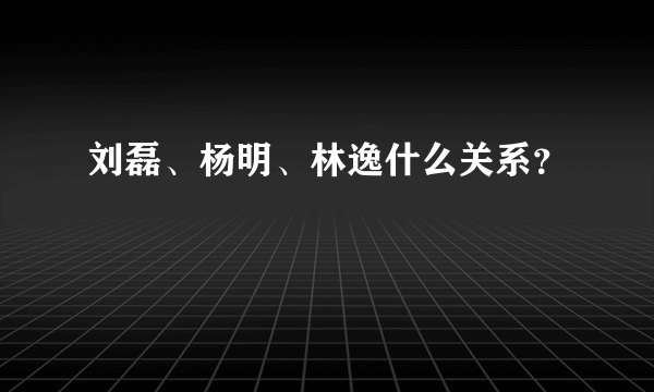 刘磊、杨明、林逸什么关系？