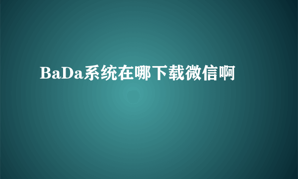 BaDa系统在哪下载微信啊