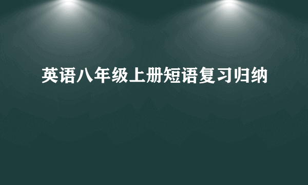 英语八年级上册短语复习归纳