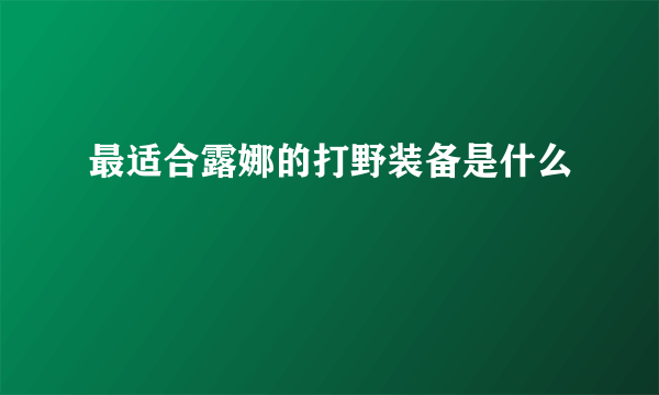 最适合露娜的打野装备是什么