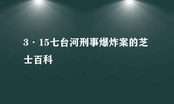 3·15七台河刑事爆炸案的芝士百科