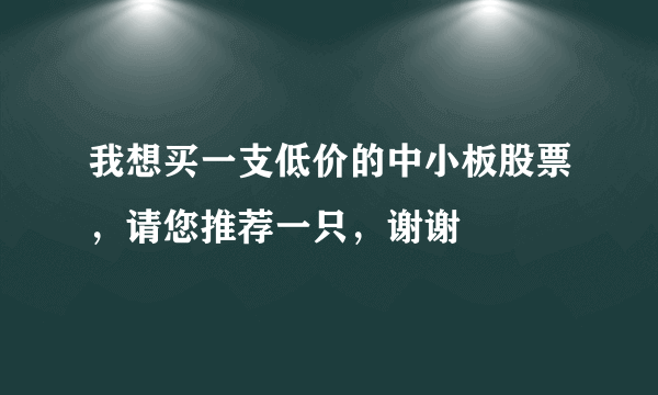 我想买一支低价的中小板股票，请您推荐一只，谢谢