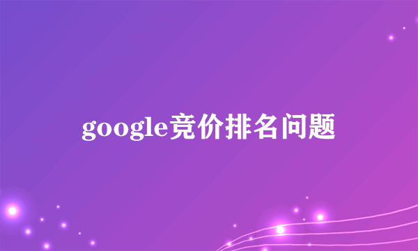 google竞价排名问题