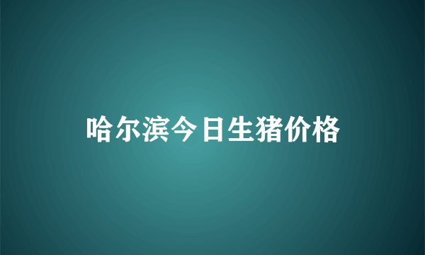 哈尔滨今日生猪价格