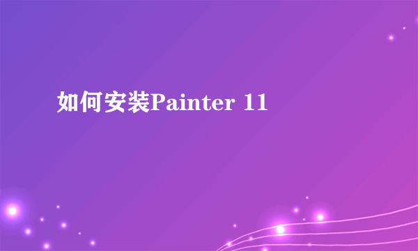 如何安装Painter 11