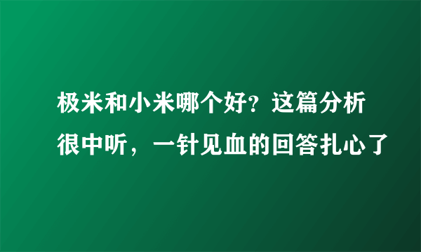 极米和小米哪个好？这篇分析很中听，一针见血的回答扎心了