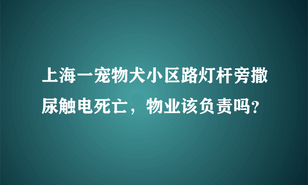 上海一宠物犬小区路灯杆旁撒尿触电死亡，物业该负责吗？