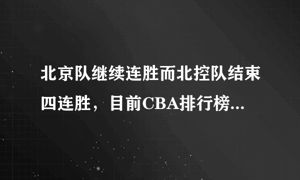 北京队继续连胜而北控队结束四连胜，目前CBA排行榜情况如何？谁才是真正的黑马？