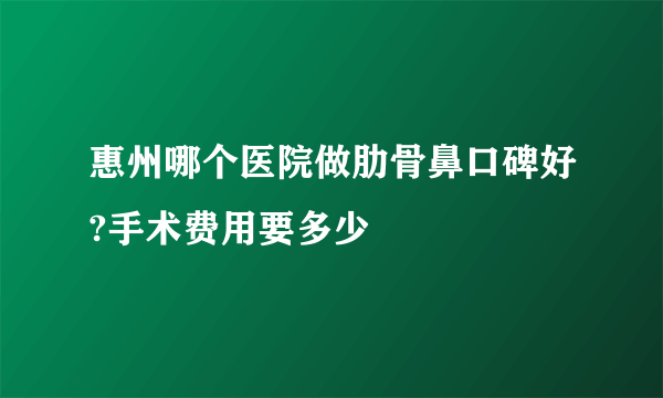 惠州哪个医院做肋骨鼻口碑好?手术费用要多少