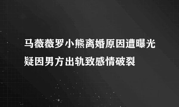 马薇薇罗小熊离婚原因遭曝光疑因男方出轨致感情破裂